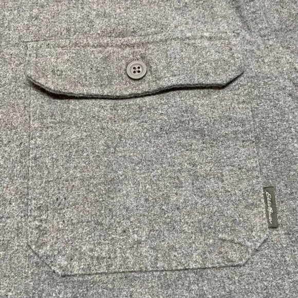Eddie Bauer Men's Shirt Jacket XL Gray Chamois Flannel Heavyweight Shacket EUC - Picture 8 of 9